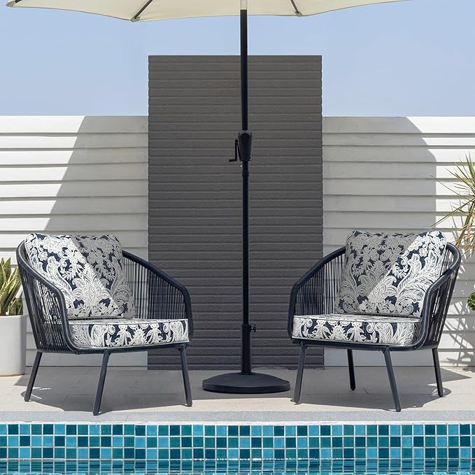 Outdoor Deep Seat Cushions Set 22 x 22 Inch for Patio Furniture,Water Resistant Chair Cushions Replacement Includes Seat Cushion & Back Pillow for Couch Sofa, Wicker Chair - Damask Lapis