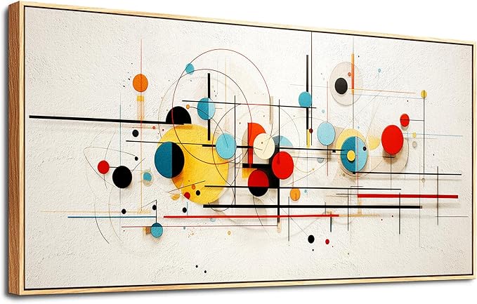 hyidecorart Wall Art For Living Room Large Wood Framed Decorations For Bedroom Room Modern Office Wall Decor Color line Abstract Wall Painting Mural Canvas Prints Pictures Artwork Home Decor