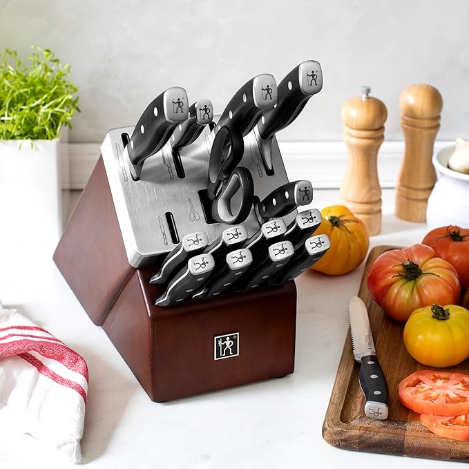 HENCKELS Forged Accent 16-pc Self-Sharpening Knife Block Set, Walnut