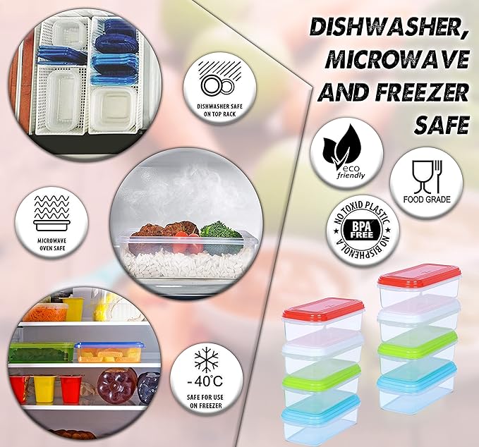 ARSUK Small Food Containers with Lids 8oz/250ml (8 Pack) - Mini Plastic Storage Containers for Snacks, Meal Prep and Lunch - Reusable, Leakproof, Airtight - Microwave and Freezer Safe