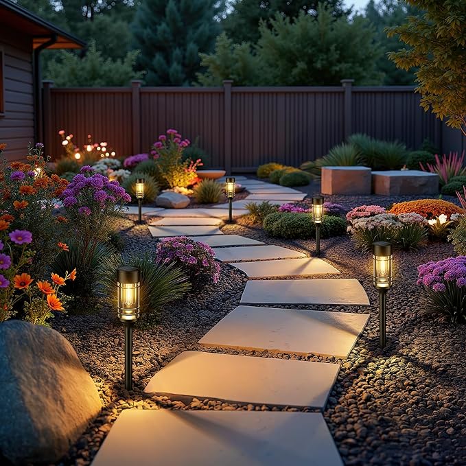 LETMY Solar Pathway Lights Outdoor, 6 Pack Solar Lights Outdoor Waterproof IP65, Bright Landscape Path Light Outdoo for Yard Walkway Lawn Drivewa Garden Decor, 3000K