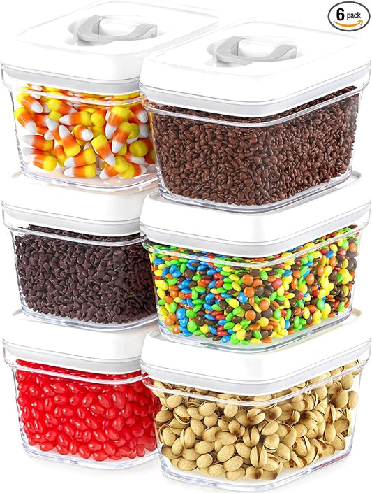 DWËLLZA KITCHEN Airtight Food Storage Containers with Lids – 6 Pieces All Same Size - Pantry Container for Spices, Candy, Nuts, Coffee and Tea, Clear Plastic BPA-Free, Keeps Food Fresh & Dry