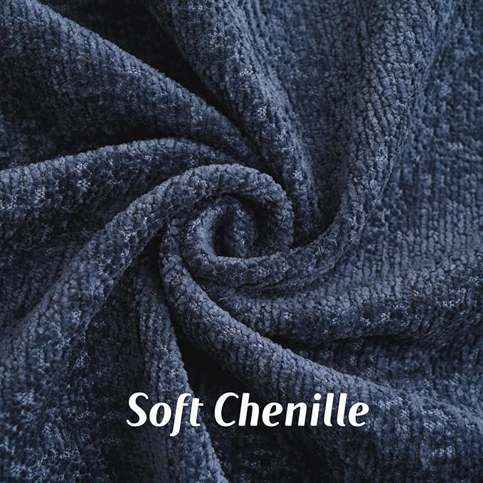 FUTEI Navy Blue Chenille Throw Pillow Covers 22x22 Inch Set of 2,Soft Cozy Bound Edge Design Cushion Case,Home Decor for Couch Bed Living Room