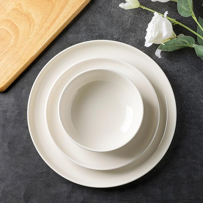 AmorArc Ceramic Dinnerware Sets of 4, Porcelain Plates and Bowls Sets, Scratch Resistant Dishes Set, Dishwasher & Microwave & Oven Safe Dishware Service for 4,12 pcs