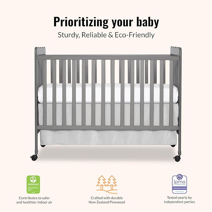 Dream On Me Carson Classic 3-in-1 Convertible Crib in Steel Grey