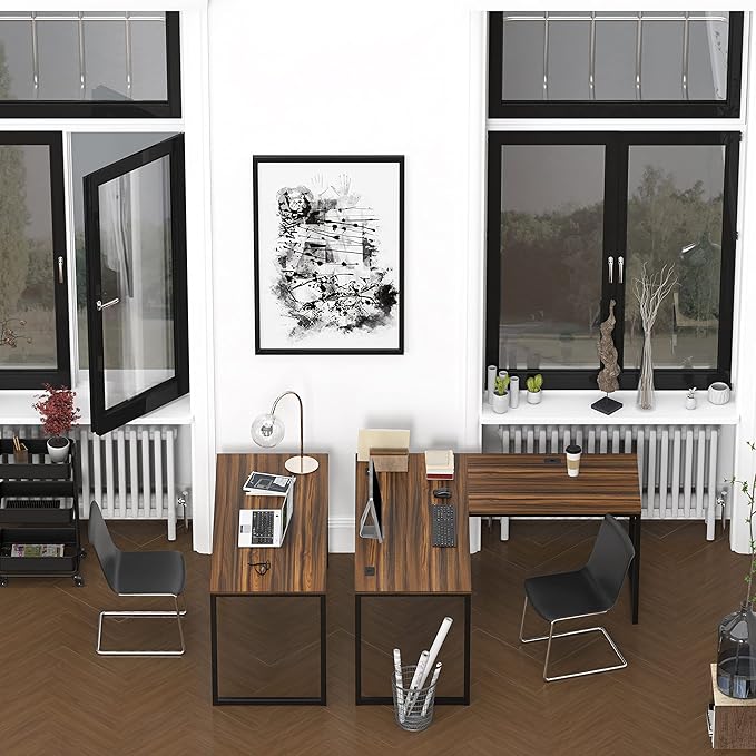 SHW Mission 55-Inch Home Office Computer Desk, Walnut