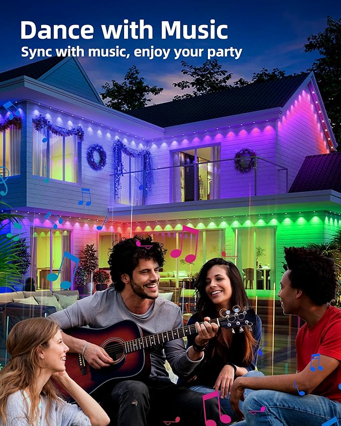 111FT Permanent Outdoor Lights,72 RGB Eaves Lights with App Control Remote, IP65 Waterproof Eternity Eaves Lighting, Outdoor Light for Outside Roofline Decor, Party, Holiday Xmas