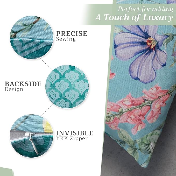 Maison d' Hermine Decorative Pillow Covers 12x20 Inch Rectangle 100% Cotton Throw Pillow Covers with Invisible Zipper for Living Room Couch, Chair, Sofas, Bedroom, Home (Hesperides - Fleur)