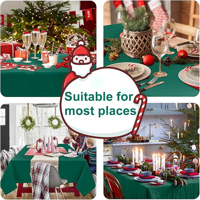 Hiasan Square Tablecloth - Waterproof Washable Polyester Table Cloth for Dining Room Birthday Party, Emerald Green, 54 x 54 Inch