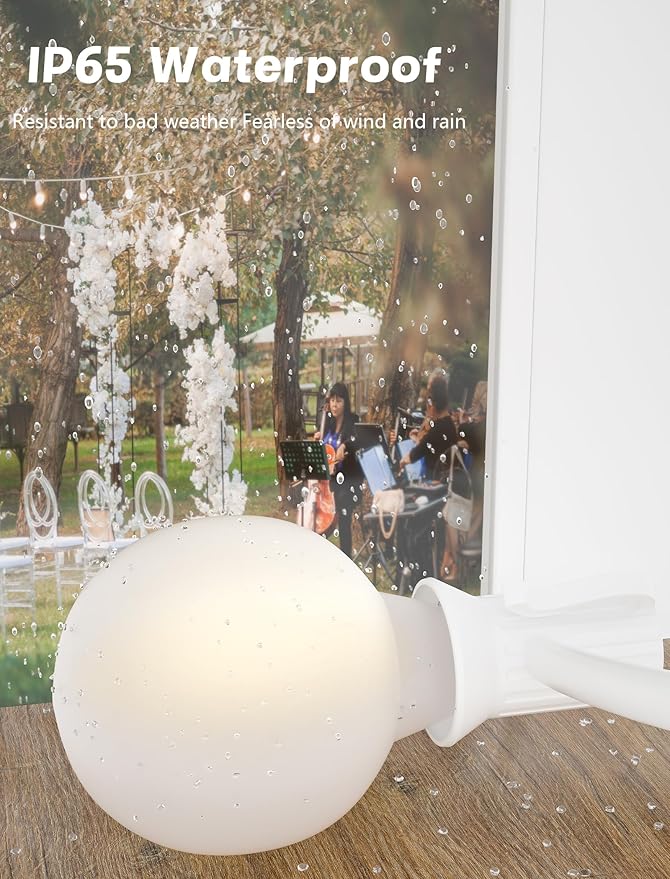 SUNSGNE 25Ft G40 LED Outdoor White String Lights with 27 White Frosted Shatterproof Globe Bulbs (2 Spare), Outdoor Hanging Lights for Room Café Bistro Pergola Tents, 25 Pack, White Wire