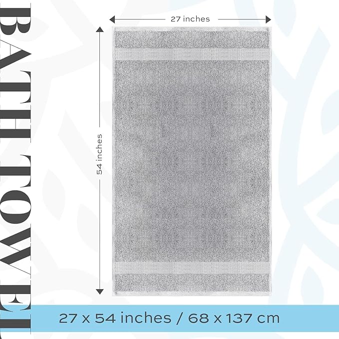 White Classic Luxury Bath Towels Set of 4 Large - 700 GSM Cotton Ultra Soft Bath Towels 27x54 | Highly Absorbent and Quick Dry | Hotel Towels for Bathroom Luxury, Plush Shower Towels, Dolphin Gray