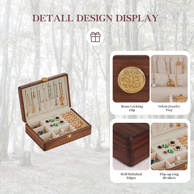 Wooden Jewelry Box For Women Jewelry Organizer Box With Lock Jewelry Holder Organizer For Necklace Ring Earring