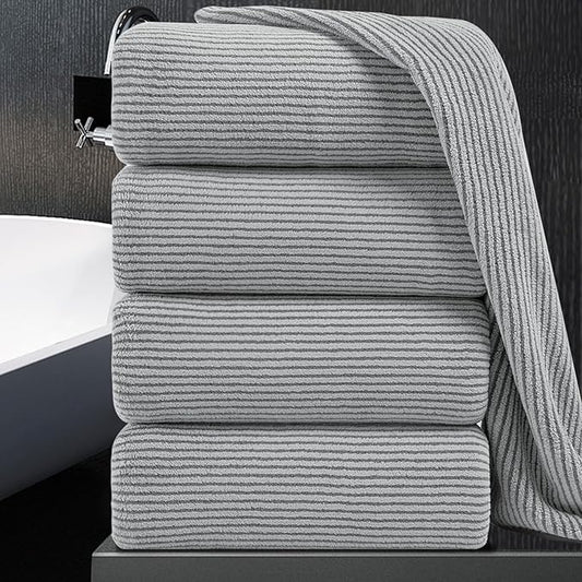 4 Piece Bath Towel Set 35"x70"Oversized Bath Towel for Bathroom Ultra Soft Fluffy Extra Large Bath Sheet Luxury Premium Bathroom Towel Highly Absorbent Quick Dry Shower Towel for Hotel Spa,Grey