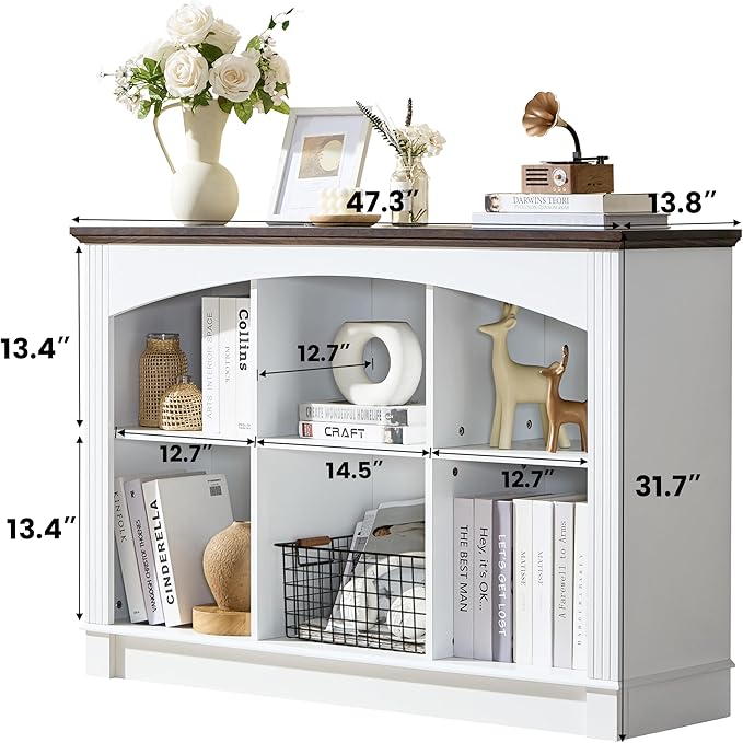 White Bookshelf, 6-Cube Bookcase and Kids Bookshelf, Wooden Storage Cabinet with Cube Organizer, Modern Book Shelf for Bedroom Furniture, Living Room, Office Storage, Toy Organizer, Display Cabinet