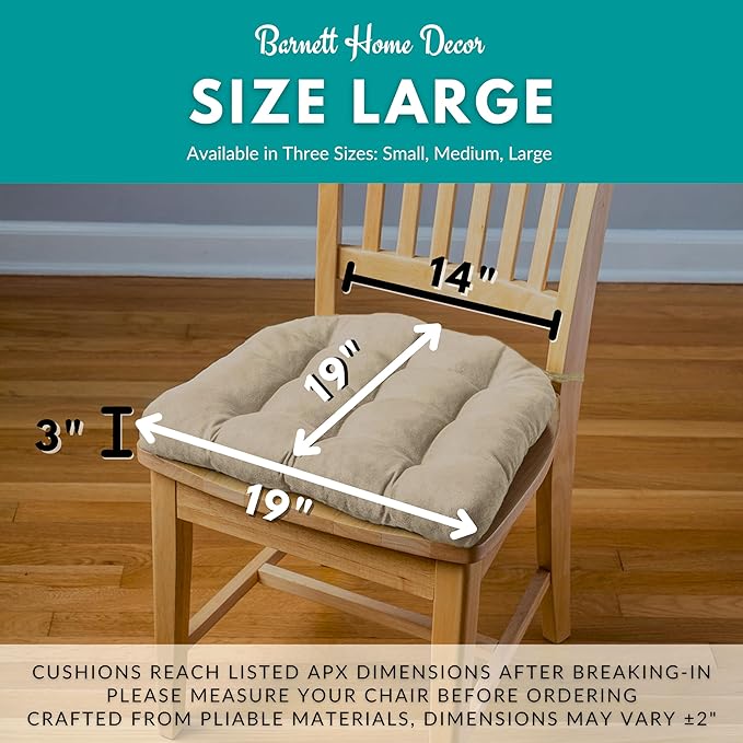 Barnett Home Decor Ticking Stripe Aqua Dining Chair Pad with Ties - Medium Size 18 Chair Cushion - Latex Foam Fill - Machine Washable, Reversible, 100% Cotton, Made in USA (Turquoise)