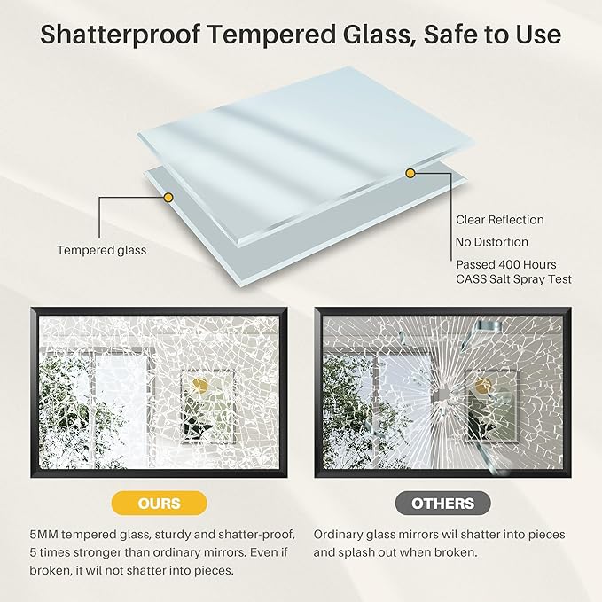 28x32 Inch Black Bathroom Mirror for Wall, Thick Metal Framed Rectangle Mirrors for Over Sink, Bedroom, Living Room, Entryway, Anti-Rust, HD Tempered Glass