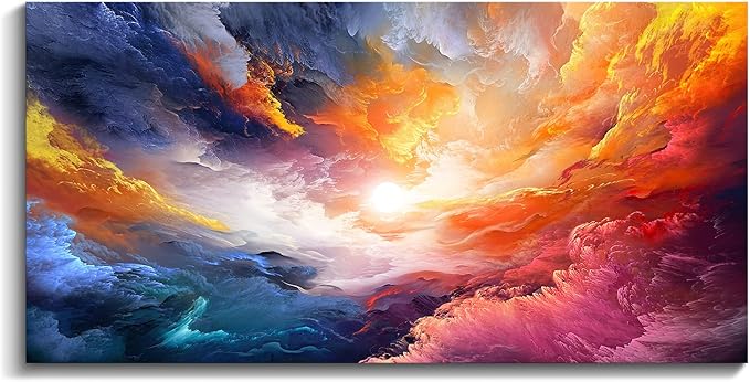 Pogusmavi Colorful Wall Art | Abstract Canvas Art | Pictures for Living Room Wall Decoration | Contemporary Home & Office Decor | Colorful Large Wall Art | Bedroom Decor Aesthetic 24×48in