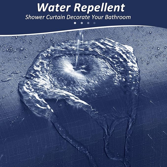 Navy Blue and White Shower Curtains for Bathroom, Ombre Indigo Royal Light Blue Cloth Fabric Shower Curtain Set with 12 Hooks Royal Indigo Bathroom Decor 72 x 72