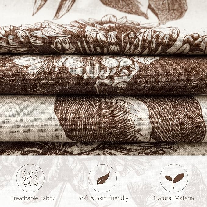 Foindtower Set of 2 Linen Floral Throw Pillow Covers Neutral Vintage Print Decorative Cushion Covers Farmhouse Boho Home Decor for Sofa Chair Couch Bedroom Living Room Outdoor,18×18 Inch,Dark Brown