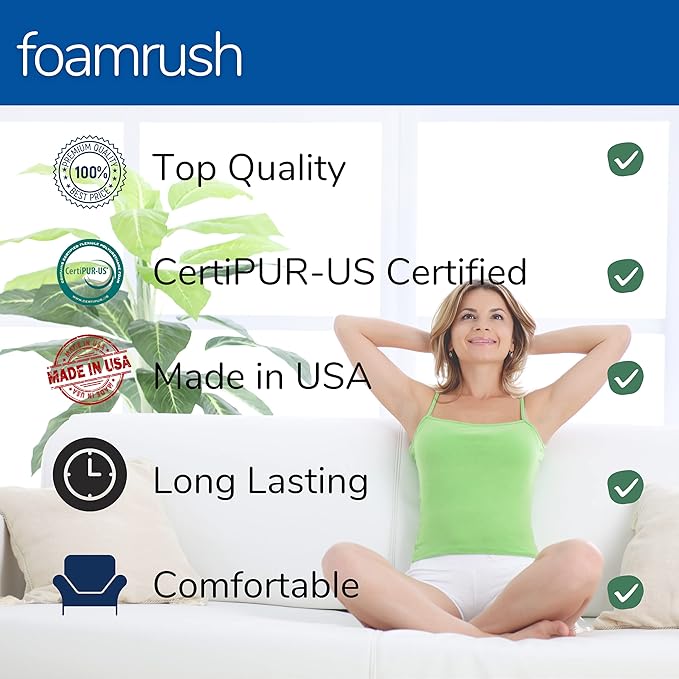 FoamRush 3-Inch Bunk (48" x 75") Gel Memory Foam RV Mattress Replacement with Cotton Cover, Medium Firm, Comfort, Pressure Relief Support, Made in USA, Travel Camper Trailer Truck