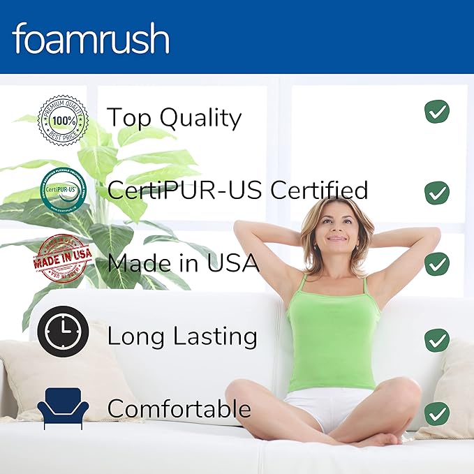 FoamRush 3-Inch Bunk (48" x 72") Gel Memory Foam RV Mattress Replacement with Cotton Cover, Medium Firm, Comfort, Pressure Relief Support, Made in USA, Travel Camper Trailer Truck