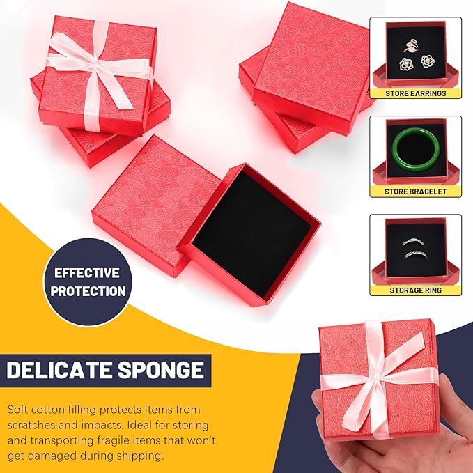 Glarks 17pcs 2.95 x 2.95in Jewelry Gifts Boxes Kit, Red Fan Shaped Jewelry Boxes for Ring Earring Jewelry, Christmas, Birthday, Anniversaries, Valentine’s Day, Mother’s Day and Other Festivals