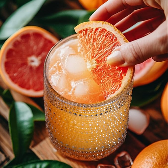 Hobnail Drinking Glasses, Vintage Glassware Set of 6, Vintage Drinking Glasses 15.22 oz, Bubble Glasses Drinking, Hobnail Glasses, Vintage Glass Cups, Jupiter Glasses for Juice, Soda, Beer, Whisky