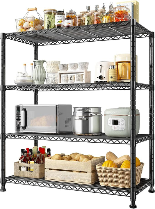 REIBII Wire Shelving Unit Storage Shelves Metal Shelves Heavy Duty Shelving Adjustable Garage Storage Wire Shelf Pantry Shelves for Bedroom Kitchen Rack 35.5''W x 14''D x 59''H