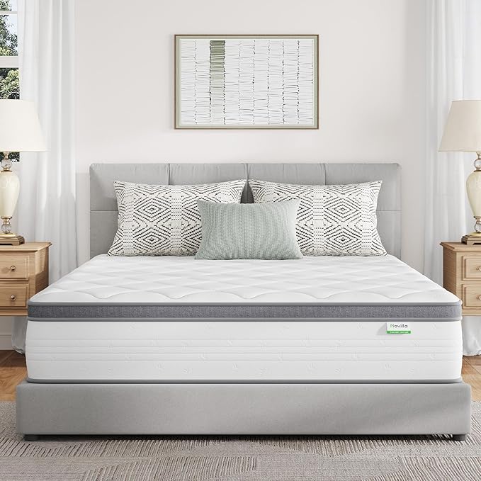 Novilla Queen Mattress, 12 Inch Hybrid Mattress Queen Combine Innerspring and Comfort Foam Layer, Pressure Relief & Motion Isolation, Medium Firm Feel