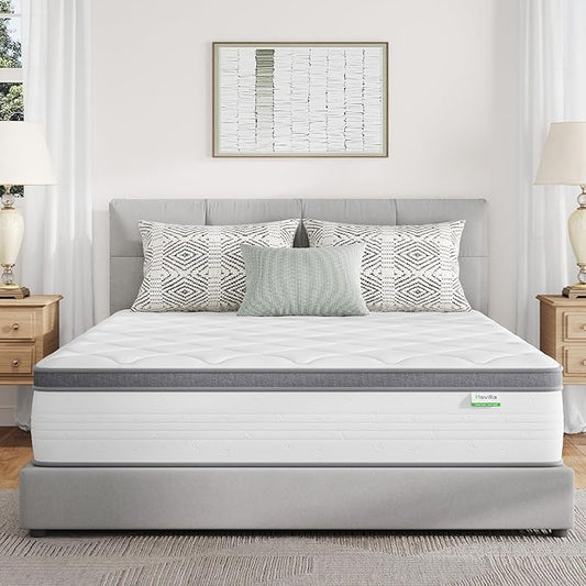 Novilla King Size Mattress,12 Inch King Mattress in a Box with Individually Pocket Innerspring, Pressure Relief & Motion Isolationt, Medium Firm Feel