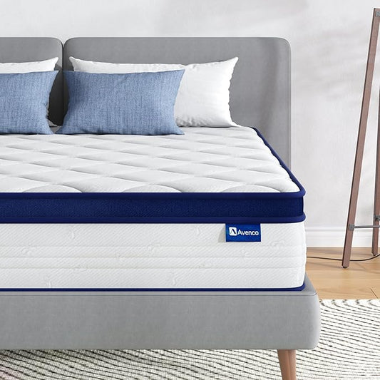 Avenco Full Size Mattress, 12 Inch Full Mattresses in a Box, Hybrid Spring with Comfort Foam and Pocket Coils for Pressure Relief & Motion Isolation
