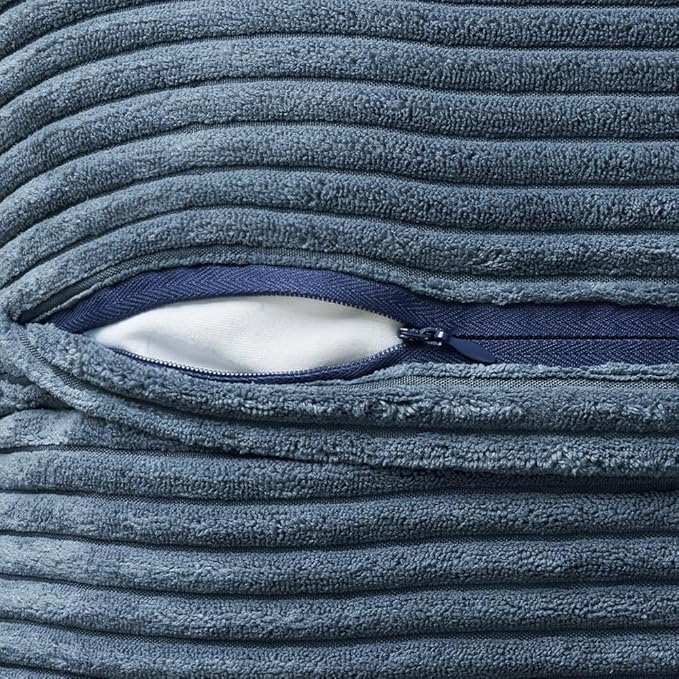 MIULEE Decorative Lumbar Throw Pillow Covers for Couch Bed Livingroom 12x24 Inch Set of 2 Blue Boho Accent Throw Pllows Broadside Striped Patchwork Soft Corduroy Summer Coastal Pillowcases