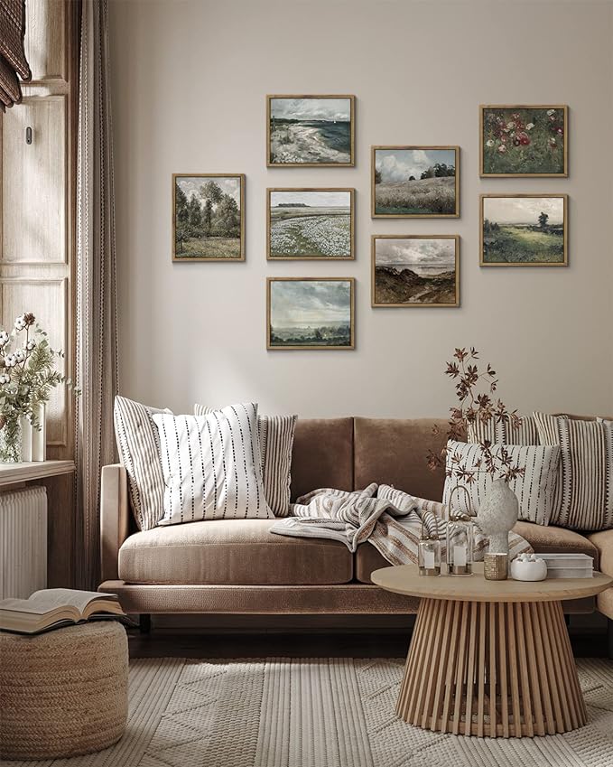 InSimSea Framed Canvas Wall Art Vintage Decor, The Vast Grassland Framed Wall Art Room Eclectic Decor, Canvas Wall Art for Living Room, Bedroom Home Bathroom, 8"x10"