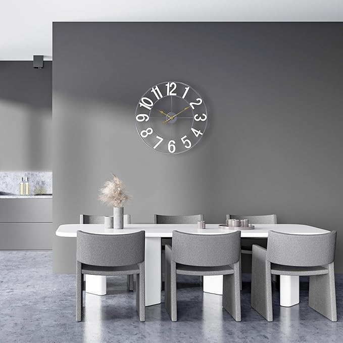 Sorbus 16-Inch Large Wall Clock – Decorative White Metal Clock with Gold Hands – Silent, Battery Operated, Modern Wall Decor for Living Room, Kitchen, or Office – Great Gift for Housewarming or Office