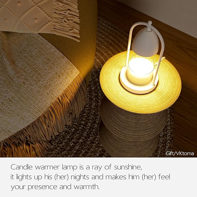 Candle Warmer Lamp with Timer, Electric Candle Warmer Lamp for Jar Candles, Candle Lamp Warmer with 2 Halogen Bulbs (White)