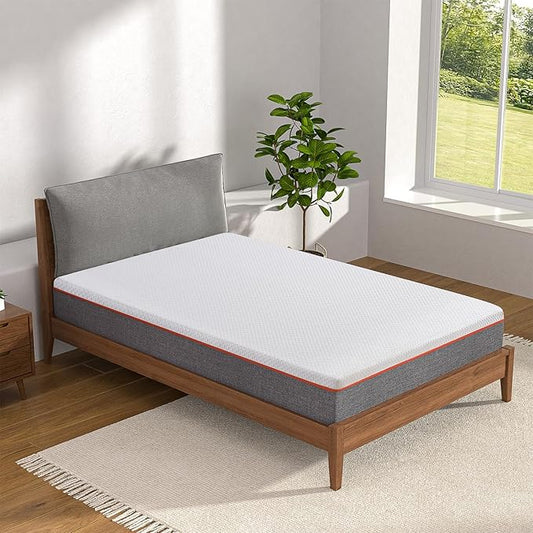 VECELO Charcoal Infused Memory Foam Twin Mattress 8 Inch, Medium Firm Twin Size Bed Mattress with Washable Cover for Twin Bed Frame, Pressure Relieve, Fresh Cooling Comfort