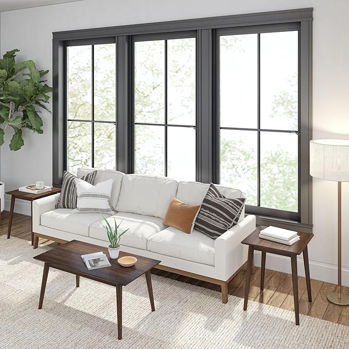 Plank+Beam 40 Inch Mid Century Modern Coffee Table, Wood Coffee Tables for Living Room, Rectangular Center Table, Occasional Table for Small Spaces, Wlanut