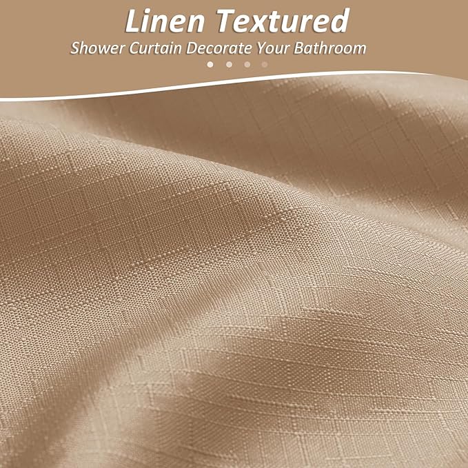 Naturoom Camel Shower Curtains for Bathroom,Ombre Cloth Fabric Shower Curtain Set with 12 Hooks Camel Bathroom Decor 72 x 72