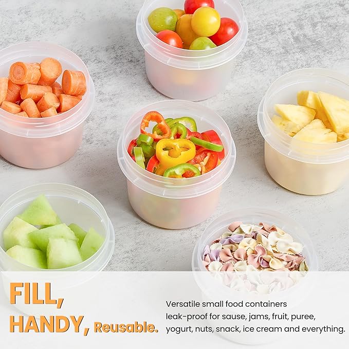 TUZAZO 12 Oz Food Storage Containers with Screw Lids, 6-Count Reusable Small Plastic Soup Containers for Portion and Meal Prep | Microwave-, Freezer-, Dishwasher-Safe | BPA Free