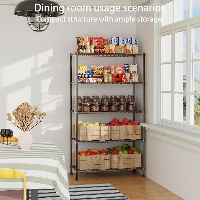 REGILLER 5-Wire Shelving Metal Storage Rack Adjustable Shelves,17.7" D×35.4" W×72.3" H Standing Storage Shelf Units for Laundry Bathroom Kitchen Pantry Closet