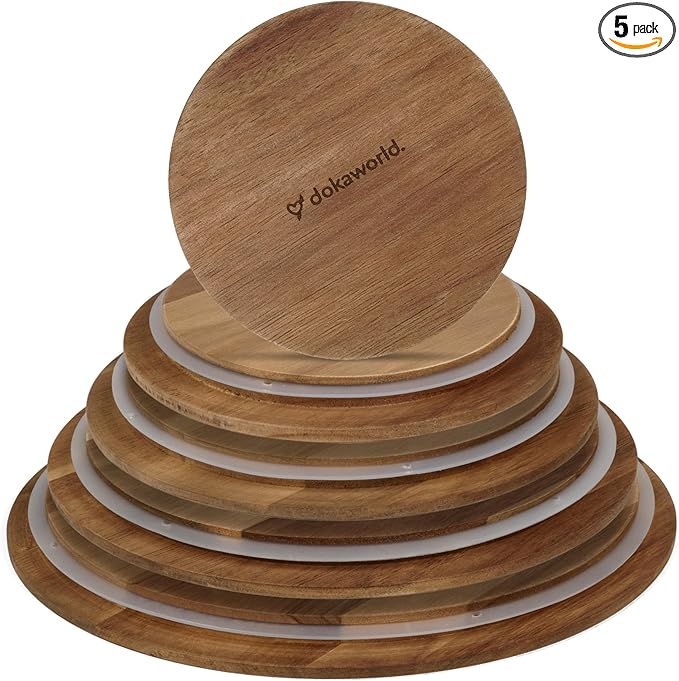 Glass Mixing Bowls Acacia Lids - (Bowls Not Included) Lids are compatible with all Glass Mixing Bowls Set