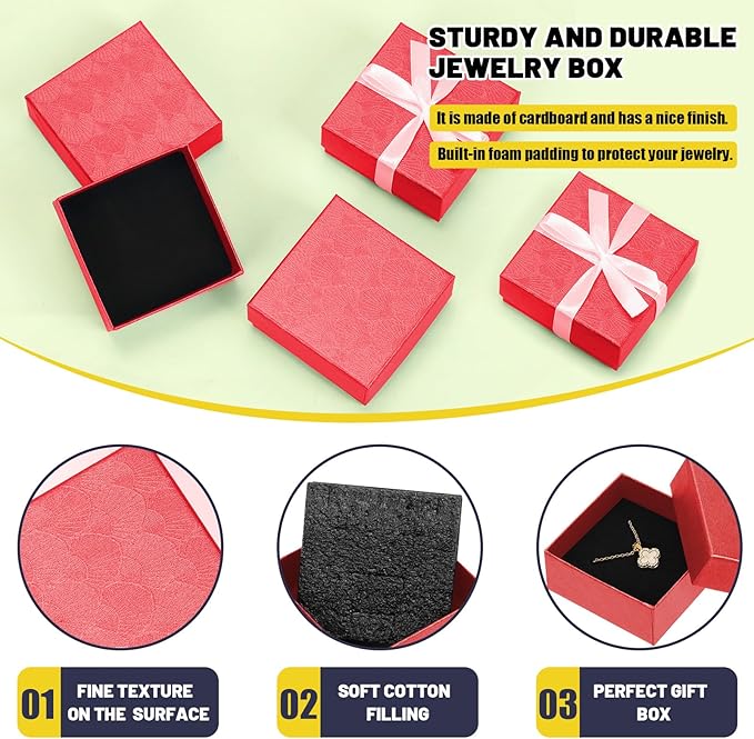 Glarks 17pcs 2.95 x 2.95in Jewelry Gifts Boxes Kit, Red Fan Shaped Jewelry Boxes for Ring Earring Jewelry, Christmas, Birthday, Anniversaries, Valentine’s Day, Mother’s Day and Other Festivals