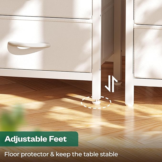 Huuger Nightstands Set of 2, 27.6 Inch End Tables with Charging Station, Bedside Tables with Drawers, PU Leather Finish, USB Port and Outlet, Night Stands for Bedroom, White