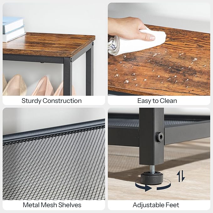 HOOBRO Shoe Bench, 5-Tier Shoe Rack Bench, Entryway Bench with Shoe Storage, Shoe Storage Organizer, 31.5" L Shoe Storage Bench for Entryway, Hallway, Space Saving, Rustic Brown and Black BF36HX01