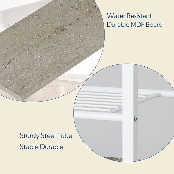 Yusong Shoe Rack Organizer, 6 Tier Industrial Shoe Storage Shelf, Narrow Sturdy Metal Shoe Shelves for Closet Entryway, Rustic Brown