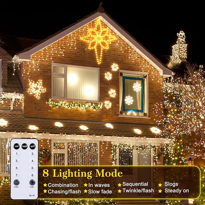 43"x32" Extra Large Christmas Bethlehem Star Shaped Lights Outdoor Window 125 LED Christmas Star Plug Operated Lights Nativity Holy with Timer and 8 Functions for Xmas Holiday Party Decor