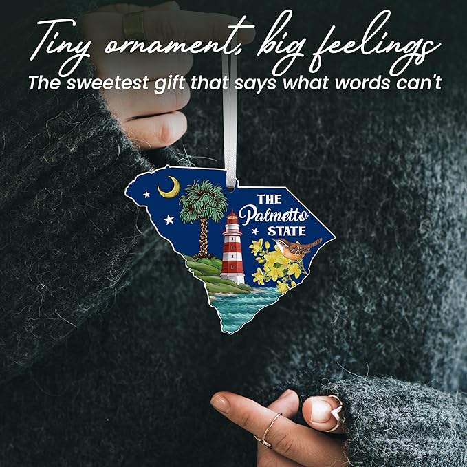 FLAGWIX South Carolina Christmas Ornament for Home Decor - Palmetto Acrylic Christmas Ornaments 2025 for Tree Decorations - South Carolina Gifts, House Warming Gifts New Home for Family Friends