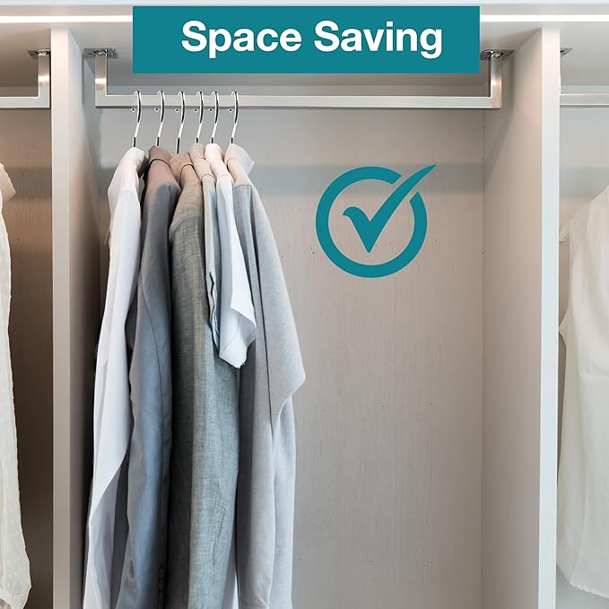 Luxurious Hanger Set Heavy Duty Metal Hangers with Unique Hook Design Durable & Sturdy Coat Hangers 4mm Thick Withstands 25lbs Weight Smooth Finish Compact Shirt Hangers - 40 Pack Chrome