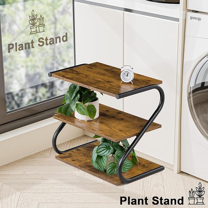 Small 3-Tier Shoe Rack, Z-Frame Wooden Shoe Shelf with Durable Metal Shelves for Hallway, Living Room, Closet, Bedroom (17.2”)