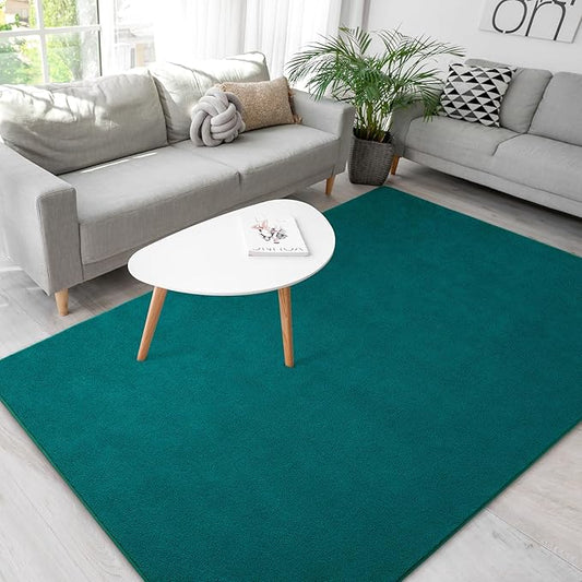Soft Rugs for Living Room 4x6 Teal Green, Minimalist Area Rug for Bedroom Nursery Dining Table Dorm, Throw Rugs for Men Boys Girls Kids Room Indoor Floor Carpets